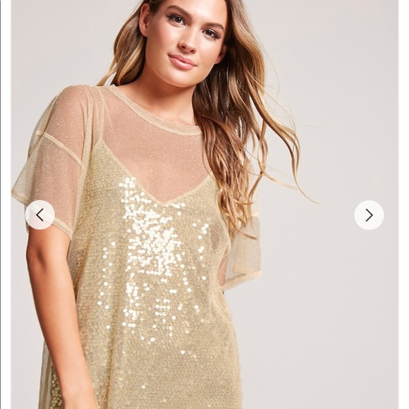 Gold Sequin Mesh Dress New! - Picture 7 of 7